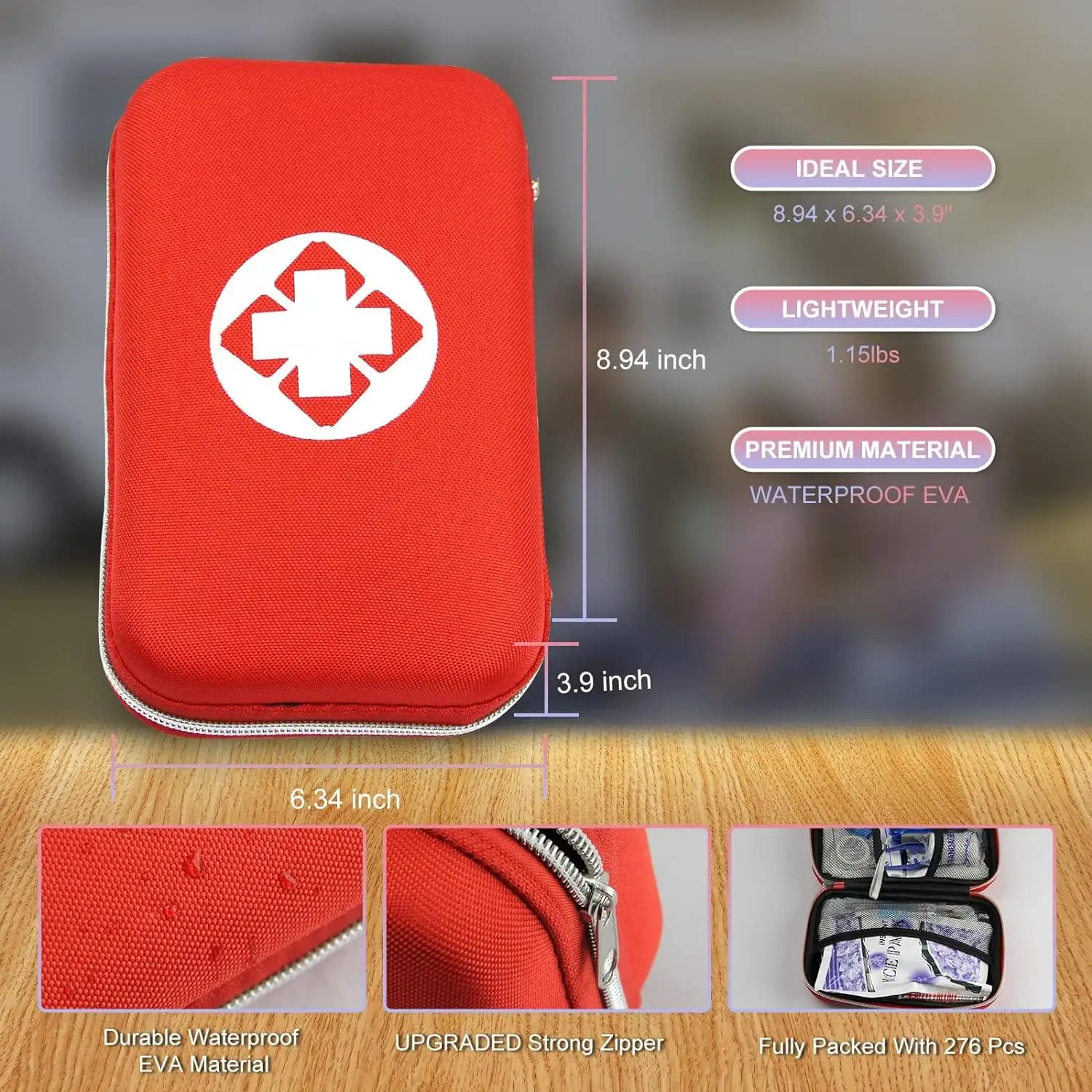AMORNING 276PCS First Aid Kit Home Car Camping Hiking Emergency Supplies Small Compact Lovely Bag - 81rlgvd0cml._ac_sl1500_